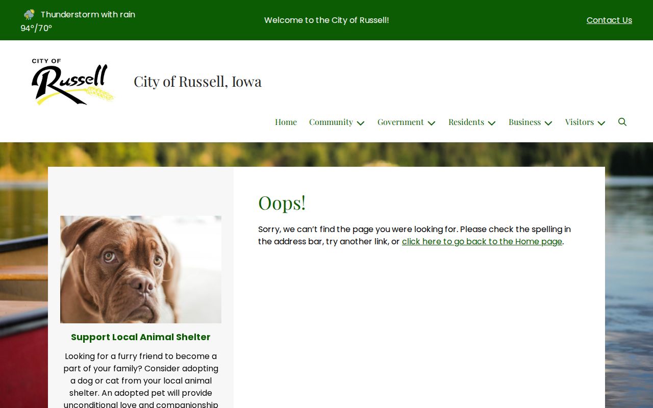 Russell Police Department page directing arrest concerns to Lucas County Sheriff